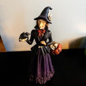 Vintage Halloween Witch Figurine Skull Pumpkin Raven Gothic Decor NWT